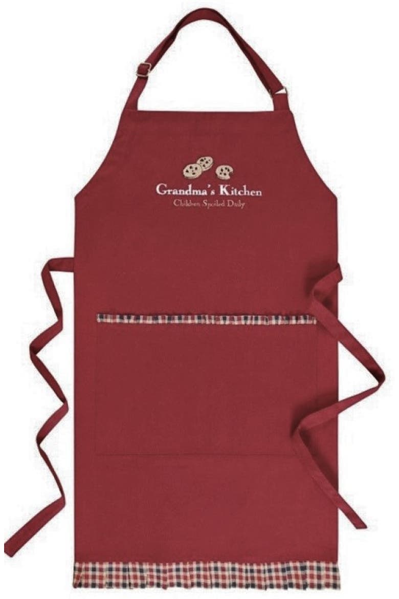 "Grandma's Kitchen, Children Spoiled Daily" 100% Cotton Red Kitchen Apron, Main, color, Red
