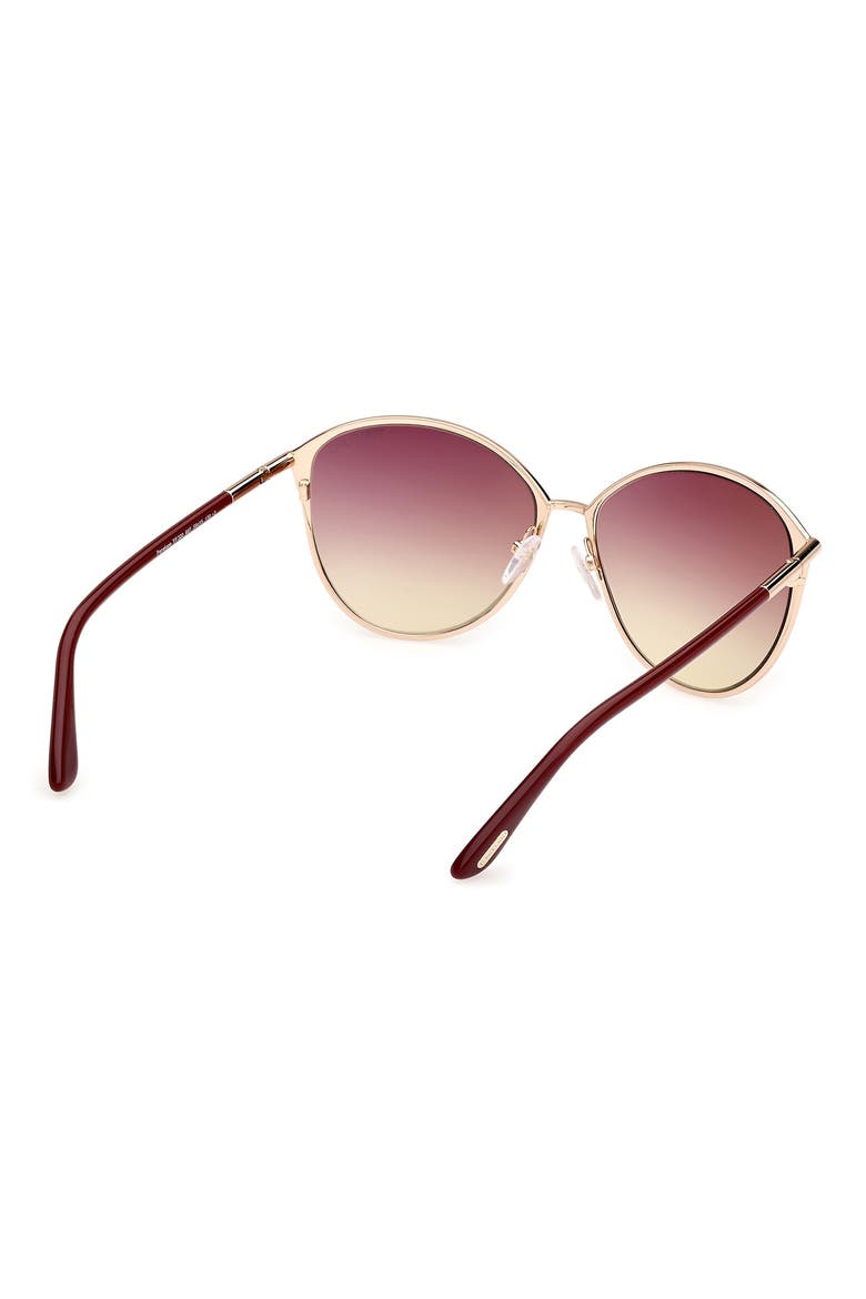 Penelope 59mm Gradient Cat Eye Sunglasses, Alternate, color, ROSE GOLD BURGUNDY