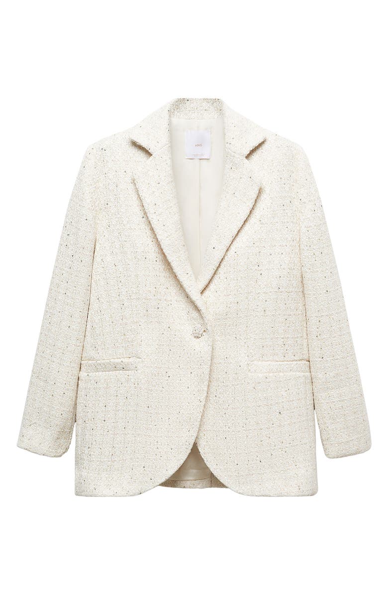 MANGO Imitation Pearl Button Tweed Jacket, Alternate, color, 