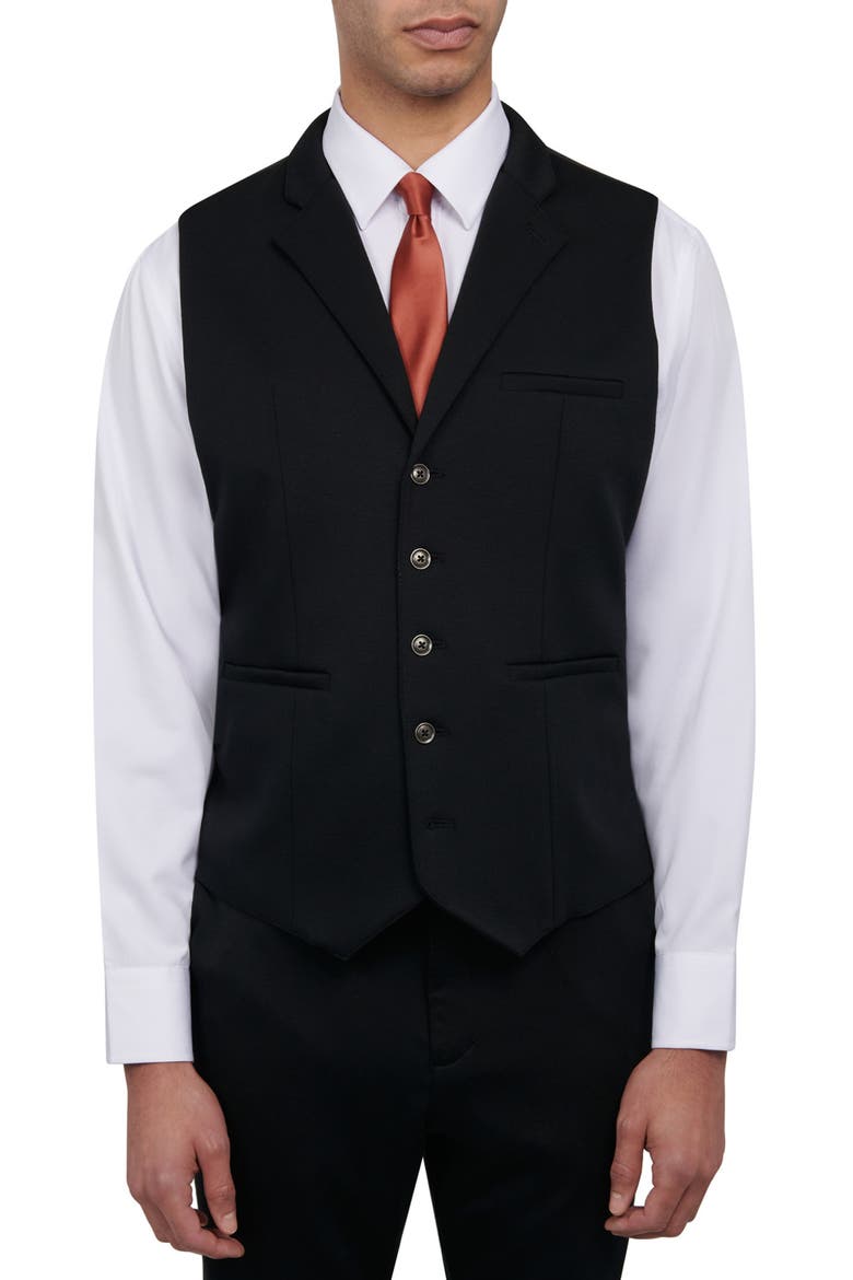 Slim Fit Performance Knit Vest, Main, color, JET BLACK