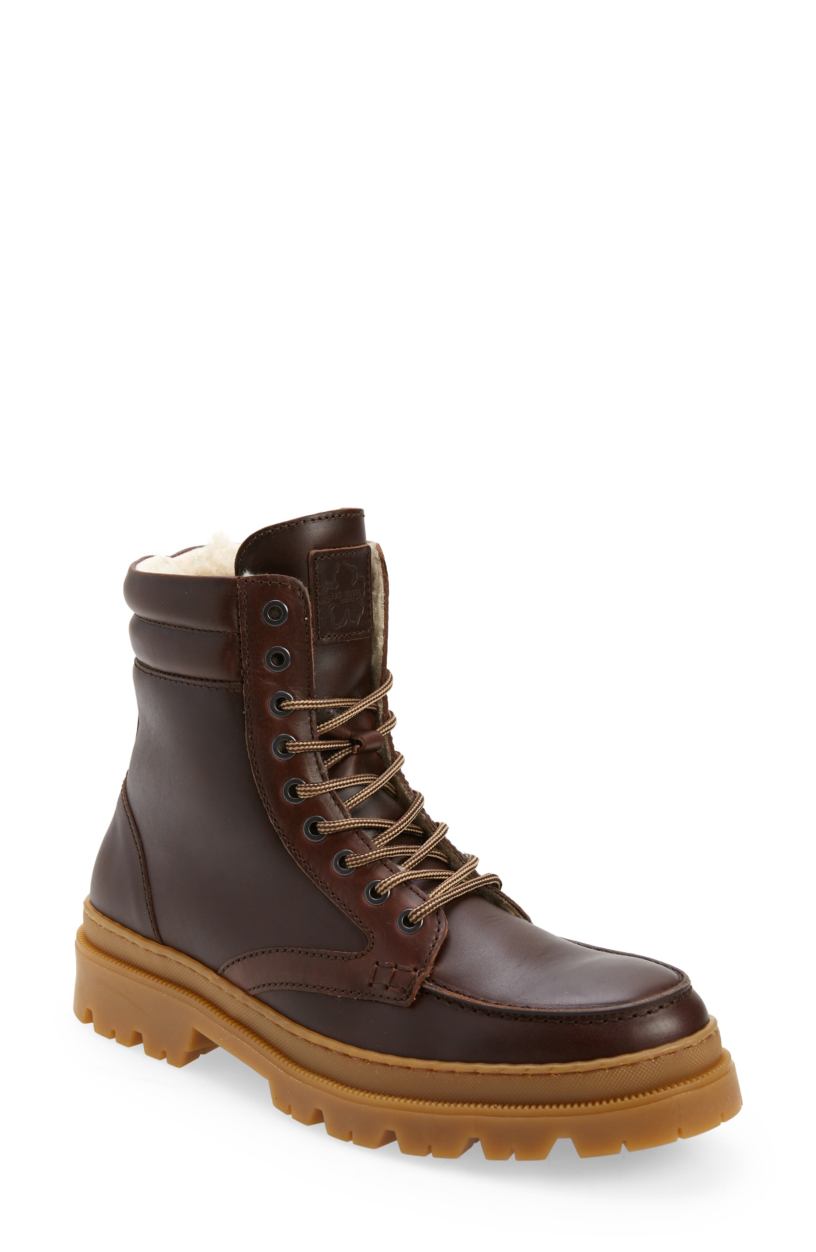 Ted Baker London Edric Faux Fur Lined Apron Toe Boot, Main, color, 