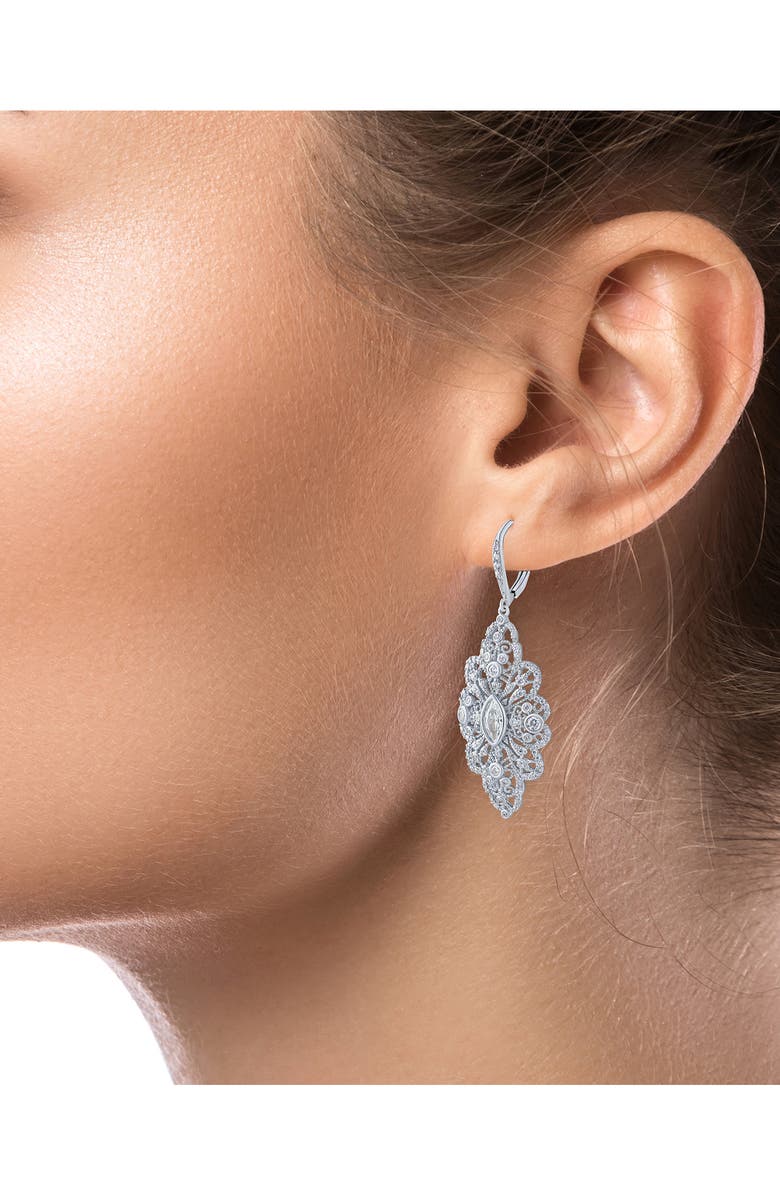JARDIN Open Work Filagree Drop Earrings, Alternate, color, Clear Silver