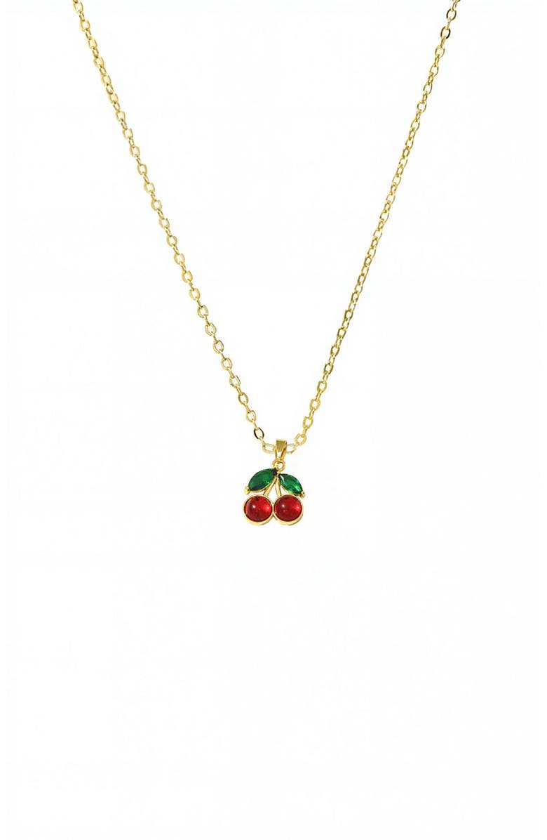 BY ADINA EDEN Green & Red Stone Cherry Pendant Necklace, Main, color, 