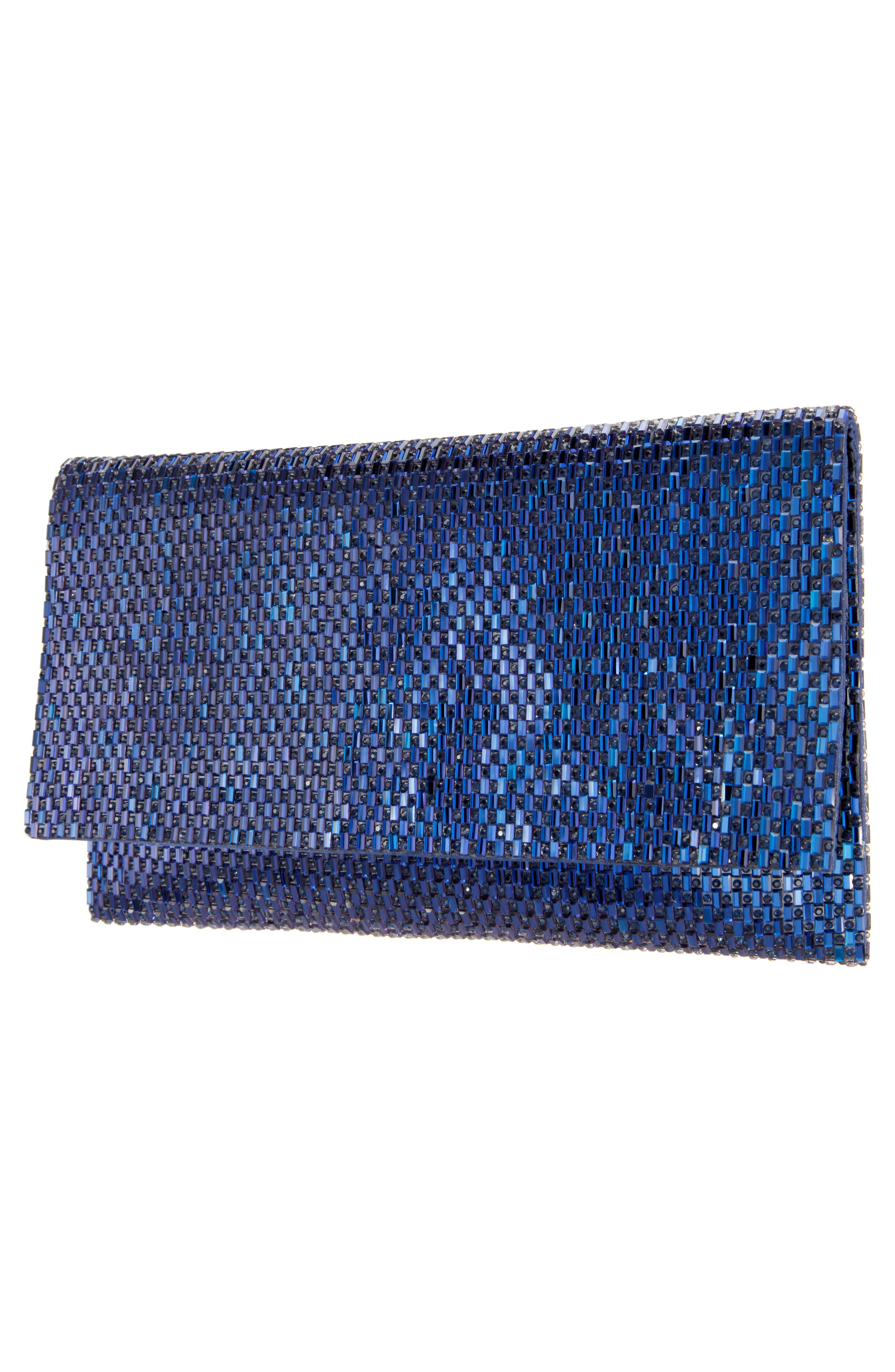Nina Crystal Beaded Clutch, Alternate, color, Navy