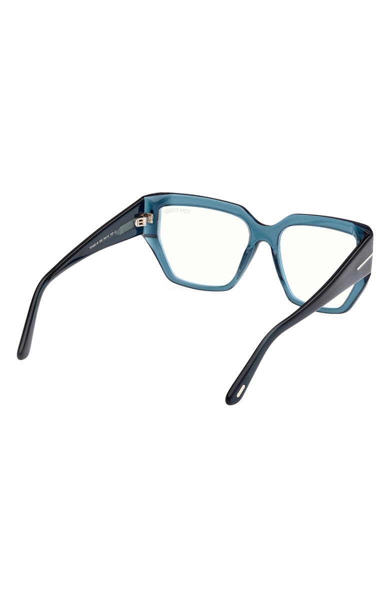 TOM FORD 54mm Square Blue Light Blocking Optical Glasses, Alternate, color, Teal / T Logo / Blue Block