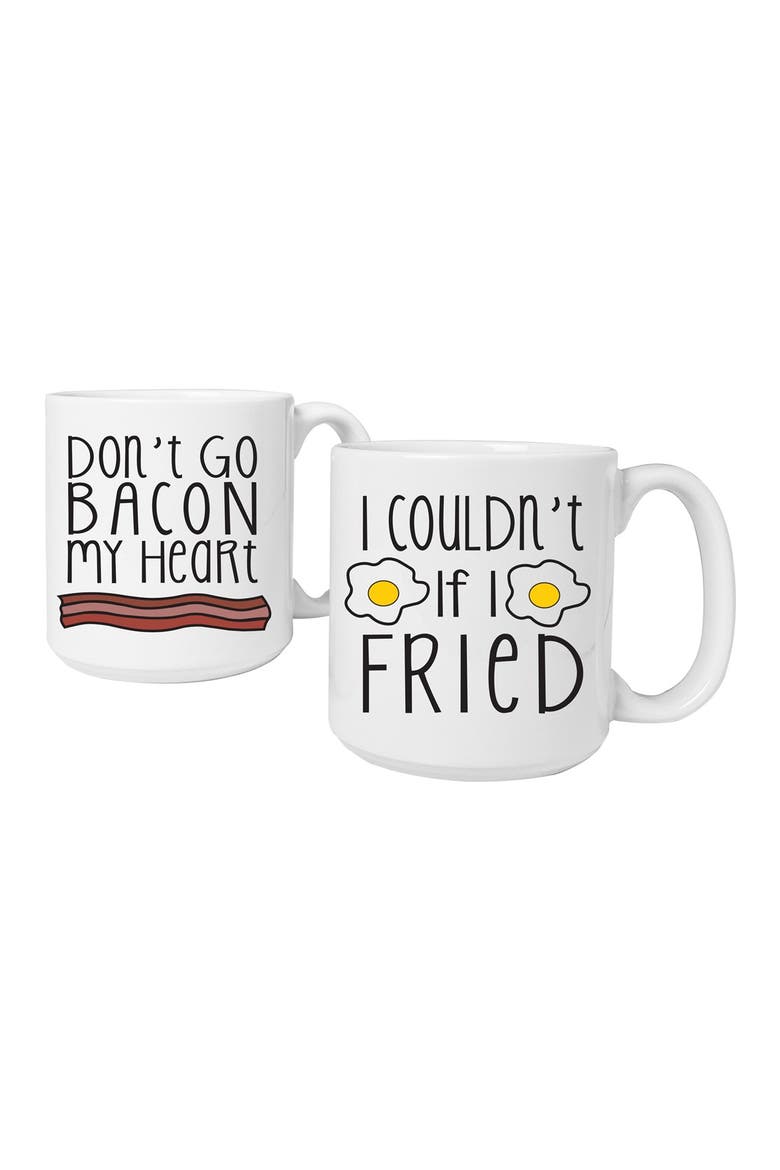 'Bacon & Eggs' Ceramic Coffee Mugs, Main, color, WHITE