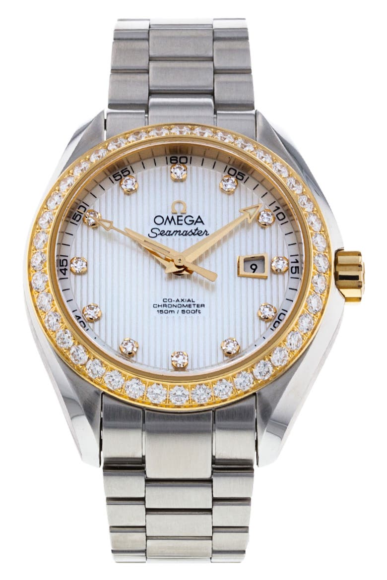 Omega Preowned Seamaster Aqua Terra 150M Ladies Bracelet Watch, 34mm, Main, color, WHITE
