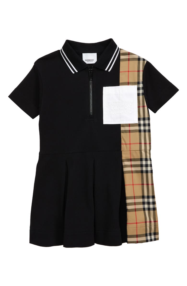 Burberry Kids' Serena Check Piqué Polo Dress, Main, color,