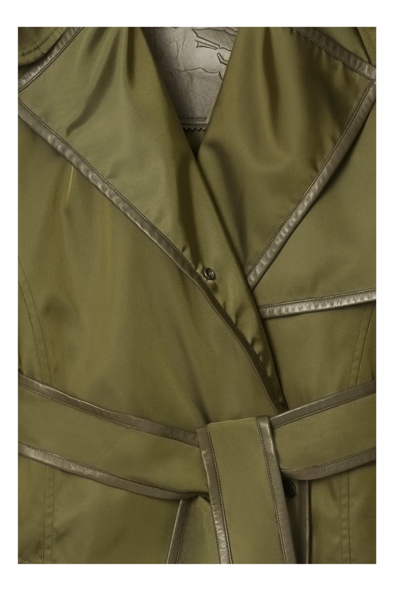 Short Nylon Blend Trench Coat, Alternate, color, Tent green