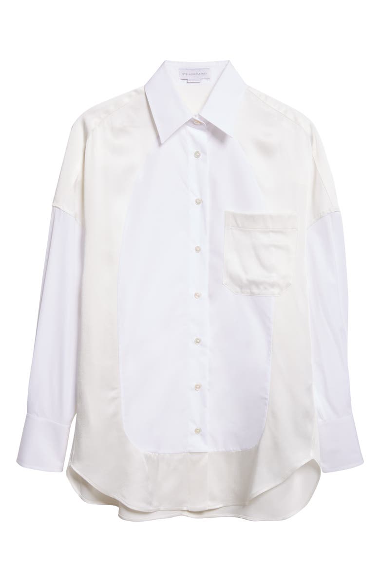 Stella McCartney Mixed Media Button-Up Shirt, Alternate, color, 9200 - Cream