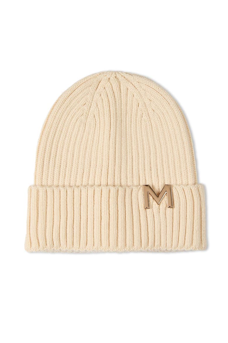 Ribbed Metal M Cut-Out Beanie, Main, color, Ivory