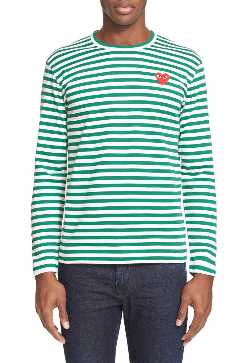 Stripe Long Sleeve T-Shirt, Main, color, GREEN/ WHITE