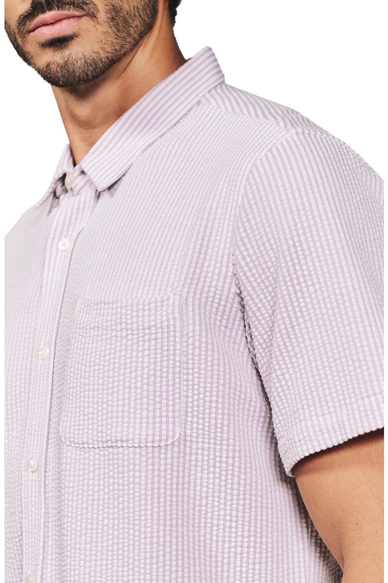 Keaton Stripe Seersucker Short Sleeve Button-Up Shirt, Alternate, color, STONE ROSE