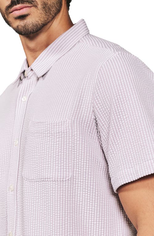 7 Diamonds Keaton Stripe Seersucker Short Sleeve Button-up Shirt In Purple