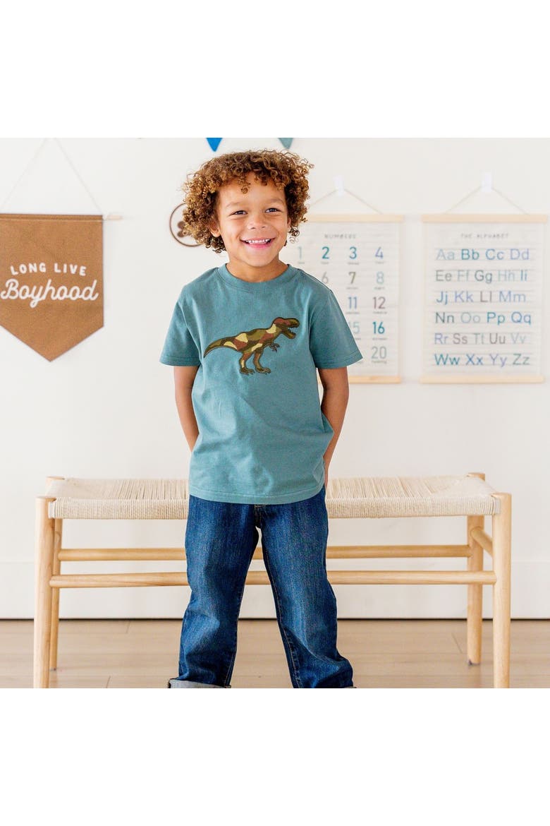 Camo Dino Patch Short Sleeve T-Shirt, Alternate, color, Hunter Green