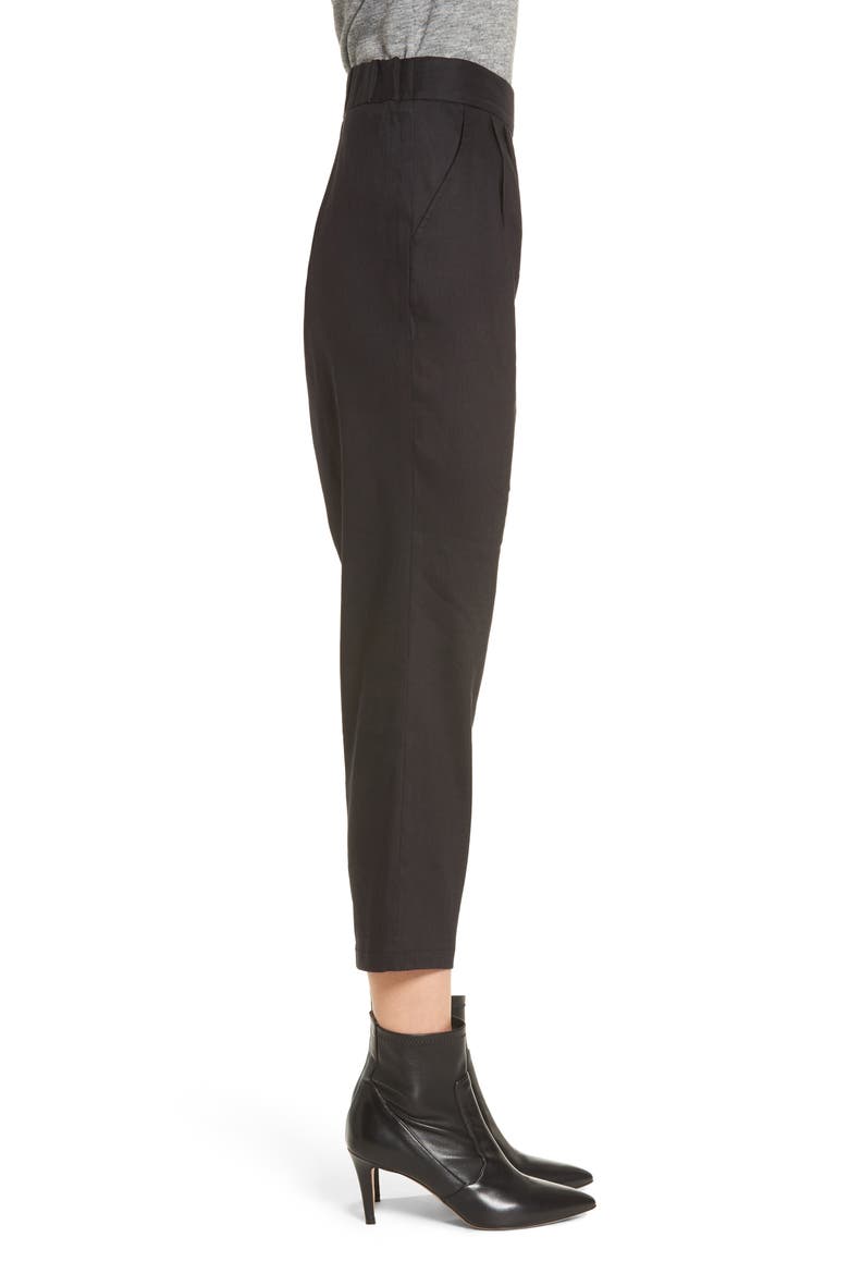 Pleat Front Crop Pants, Alternate, color, BLACK
