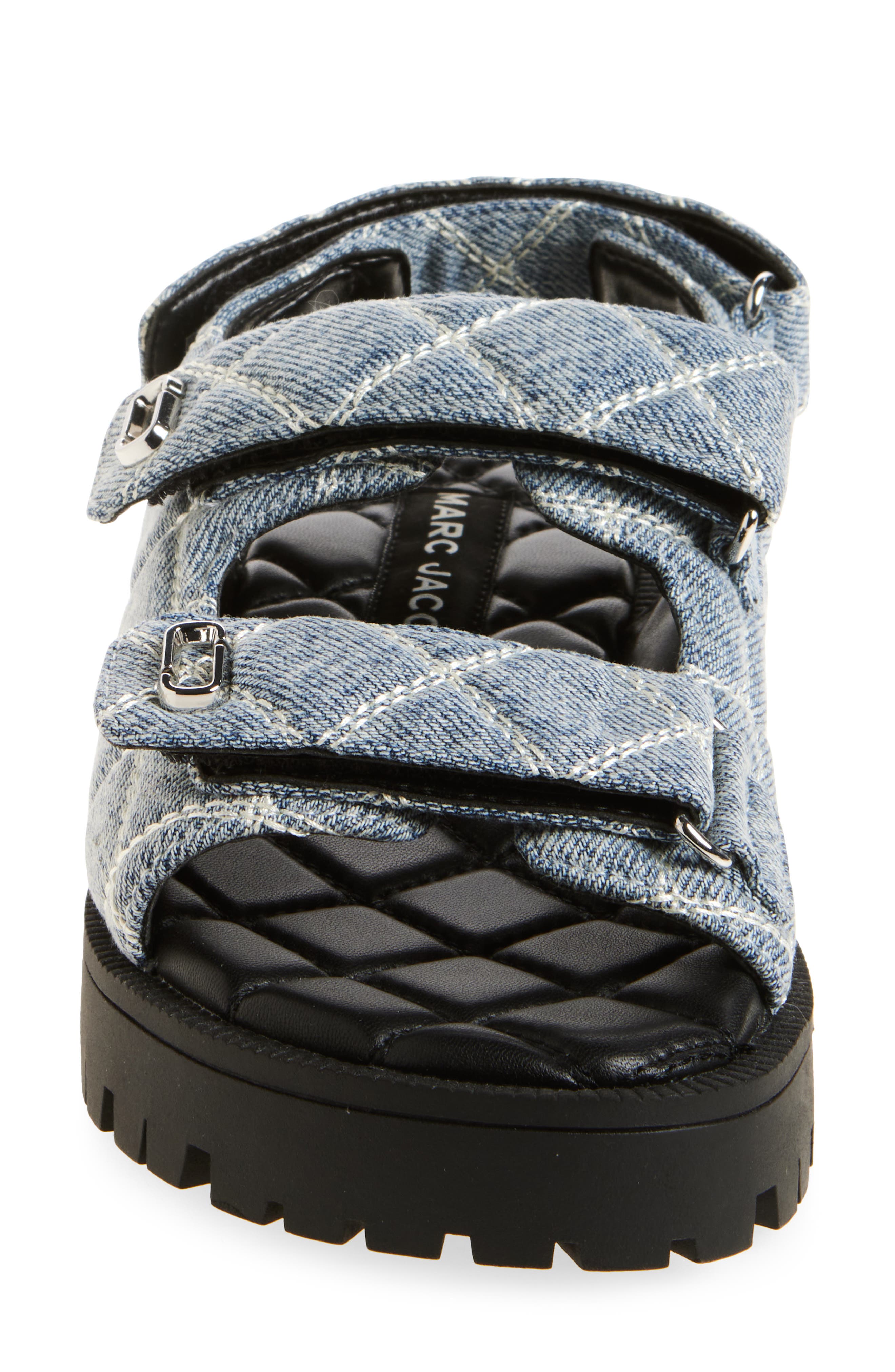 Marc Jacobs The Quilted Denim Sunny Sandal, Alternate, color, Light Wash Indigo