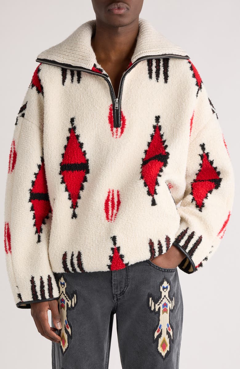 Isabel Marant Marlo Fleece Quarter Zip Pullover, Main, color, 