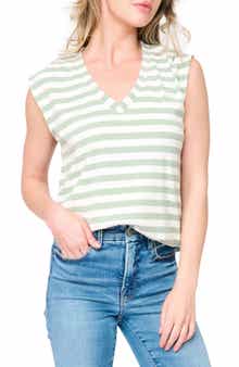 GIBSONLOOK The Favorite Luxe Stripe V-Neck Jersey Top