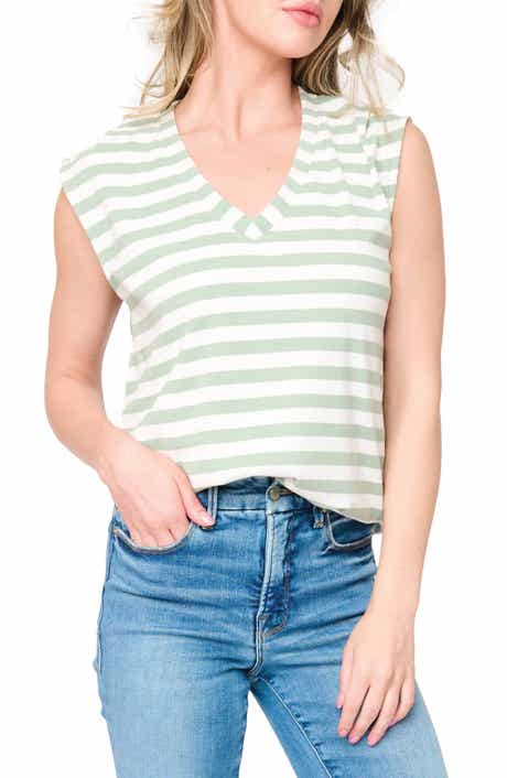 GIBSONLOOK The Favorite Luxe Stripe V-Neck Jersey Top