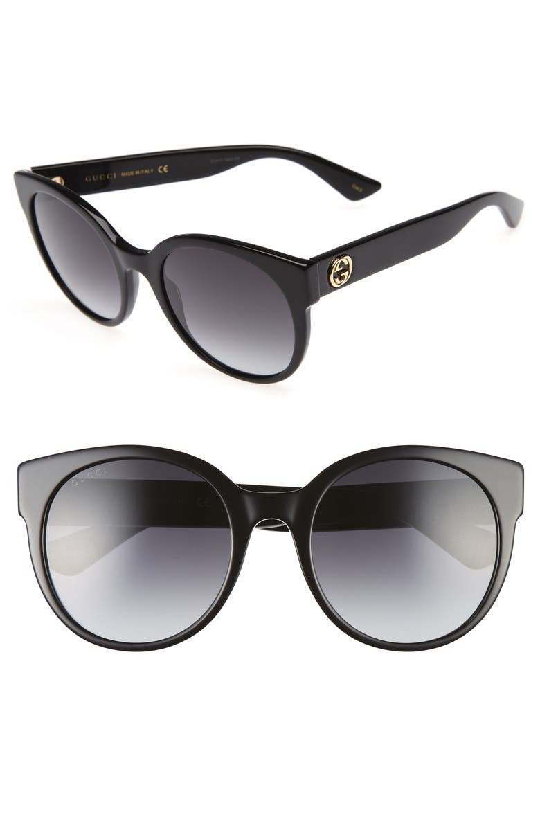 Gucci 54mm Cat Eye Sunglasses, Main, color, Black