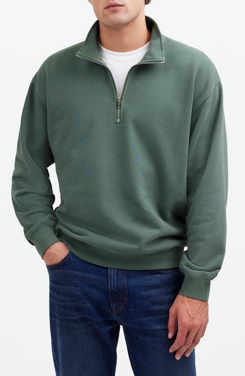 Relaxed Fit Cotton Blend Quarter Zip Pullover