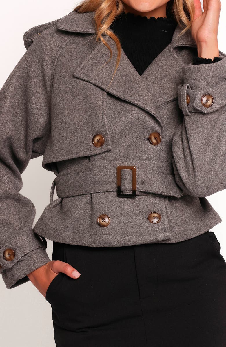 Petal & Pup Zayda Crop Trench Coat, Alternate, color, Grey