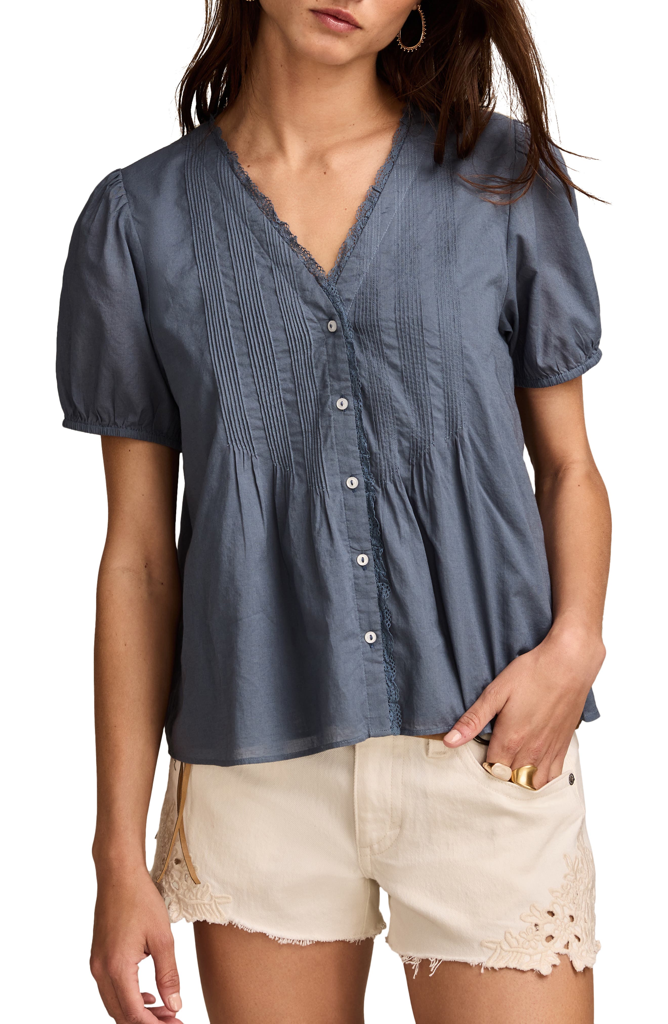 Lucky Brand Pintuck Top