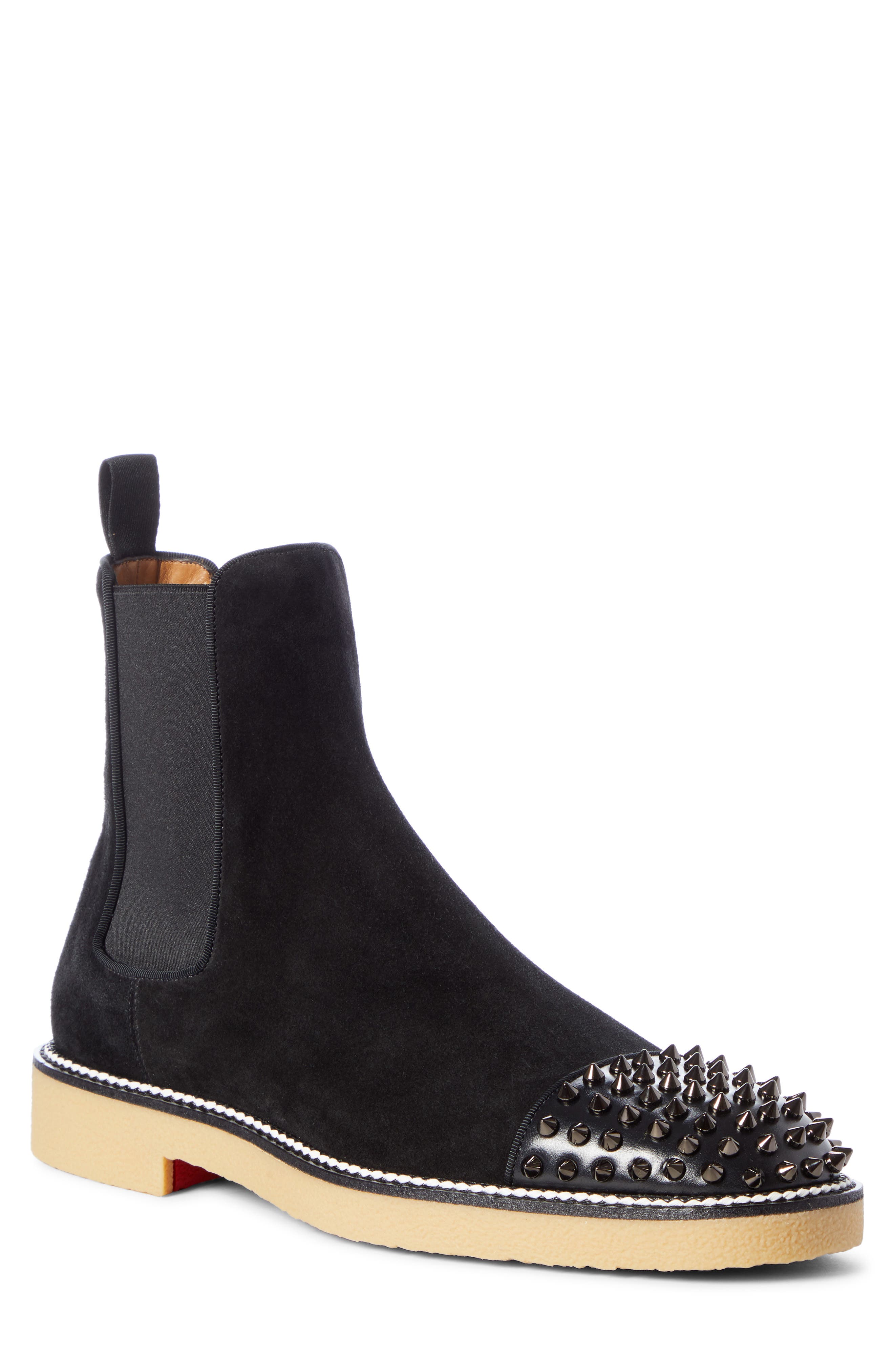 Christian Louboutin Spikes Chelsea Boot, Main, color, 