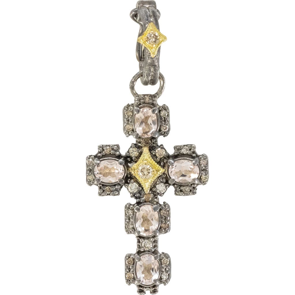 Armenta Crivelli Diamond & Morganite Cross Enhancer In Silver/gold