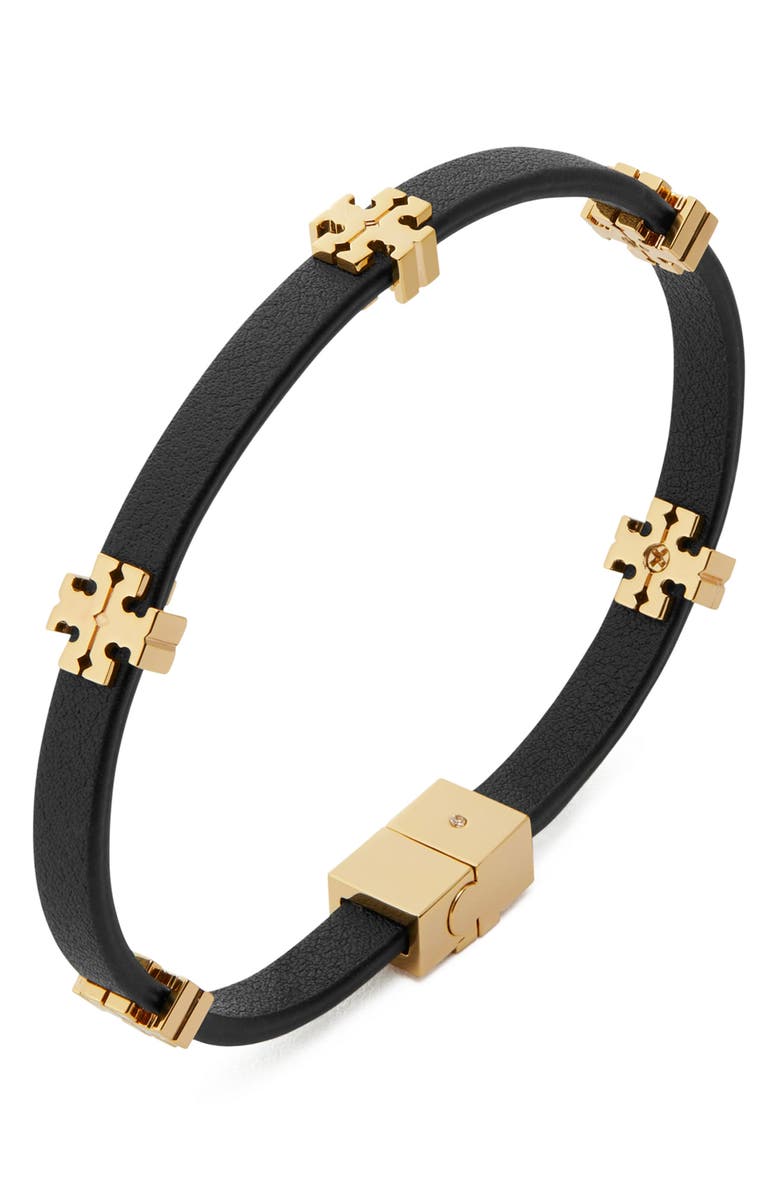 Tory Burch Icon Bio Bracelet, Alternate, color, Tory Gold / Black