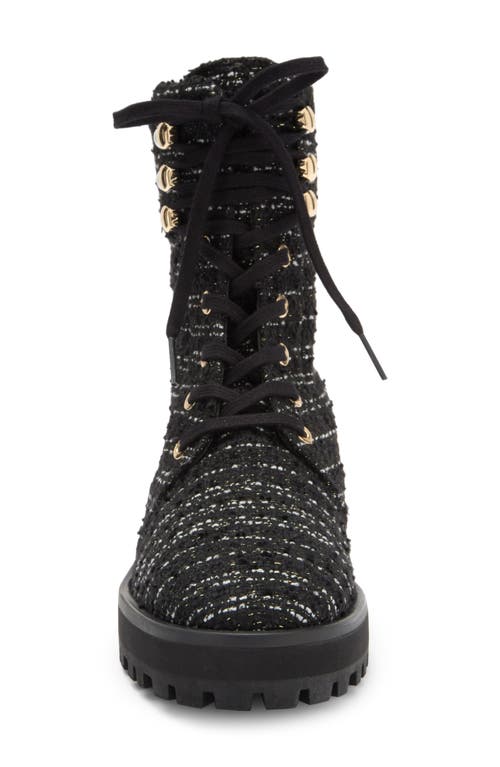 Stuart Weitzman Pearly Lace-up Lug Sole Bootie In Black