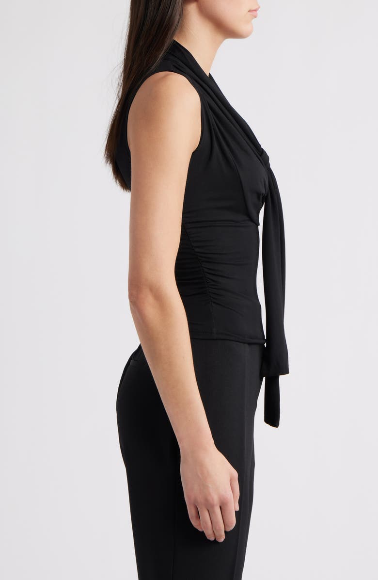 NIKKI LUND Rani Ruched Tie Neck Sleeveless Top, Alternate, color, Black