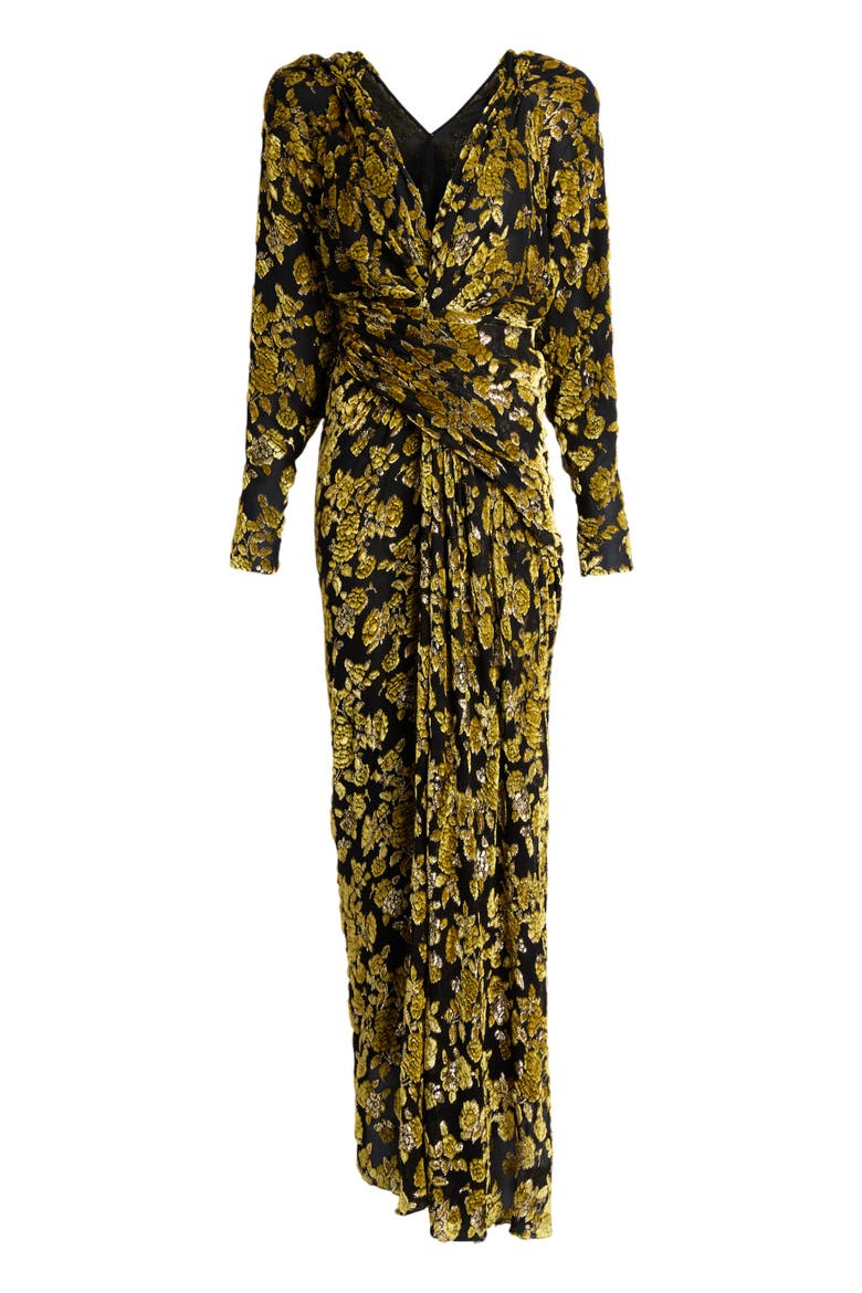 Long Velvet Jacquard Dress, Alternate, color, multicolor