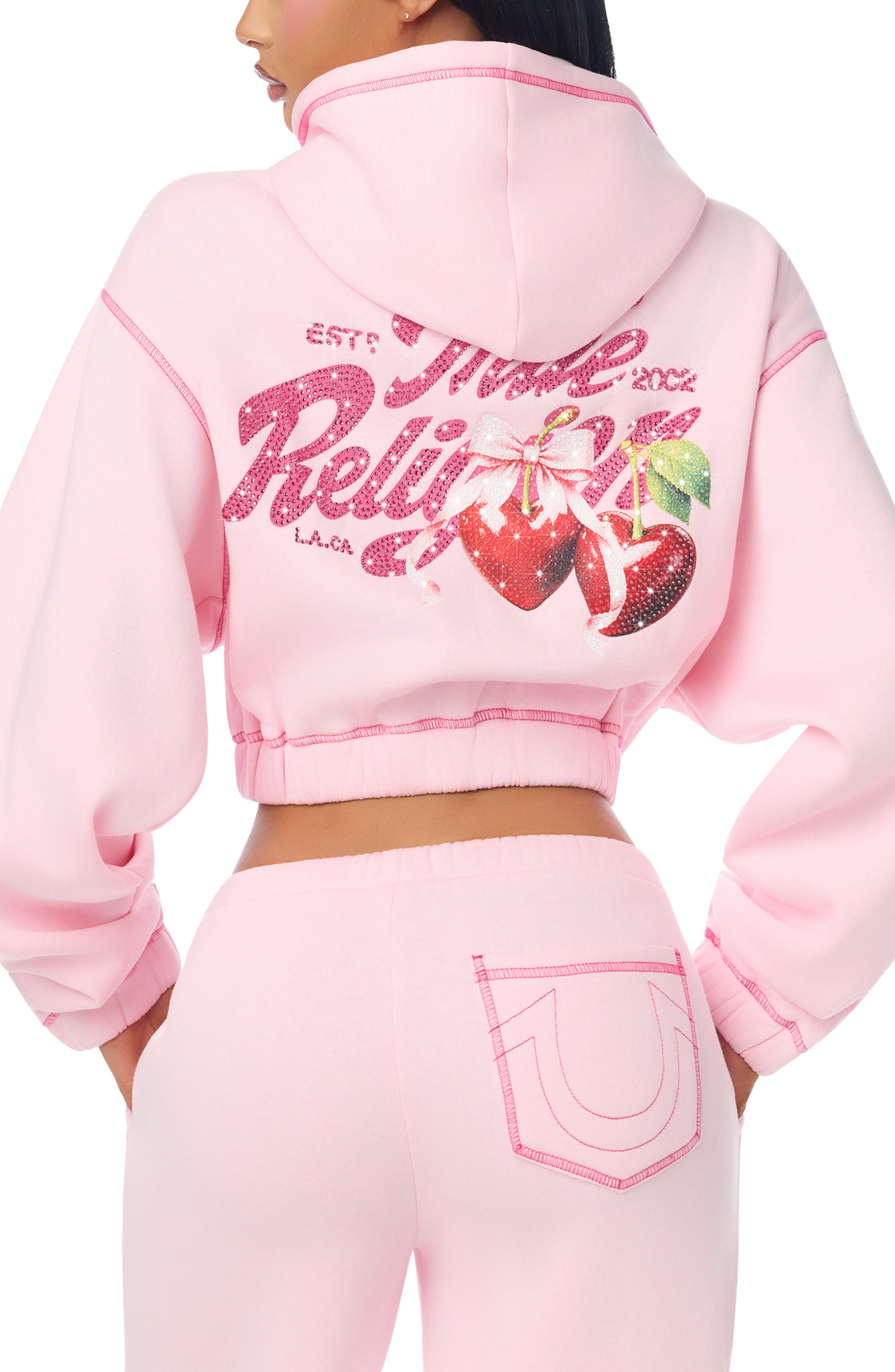 True Religion Crystal Cherry Full Zip Hoodie (Women) | Nordstrom
