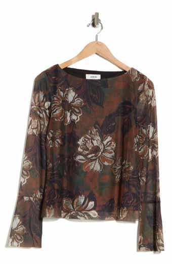 Floral Mesh Bell Sleeve Top