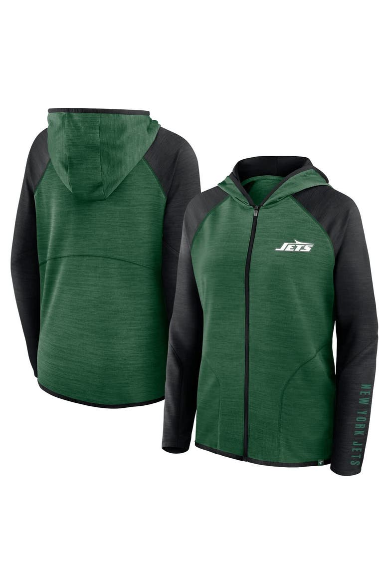 Women's Fanatics Green/Black New York Jets Redzone End Around Pass Raglan Full-Zip Hoodie, Main, color, Green