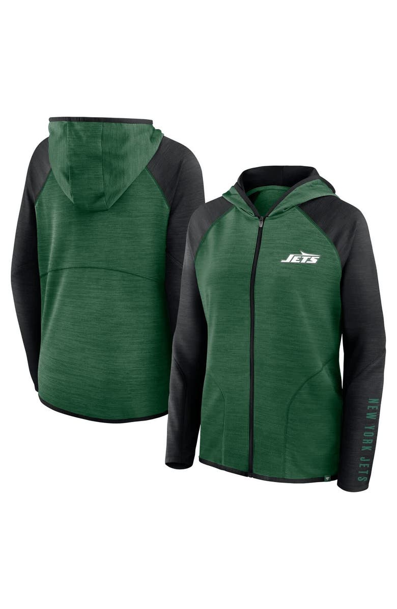 FANATICS Women's Fanatics Green/Black New York Jets Redzone End Around Pass Raglan Full-Zip Hoodie, Main, color, Green