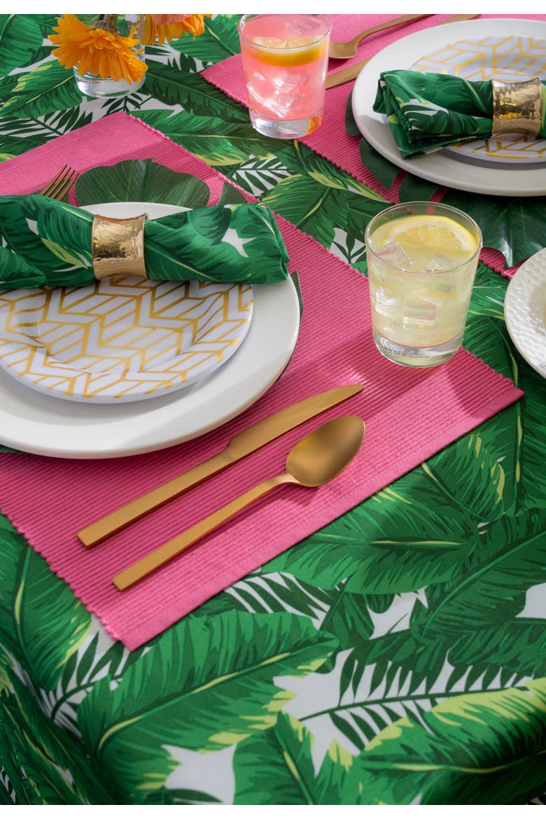 Outdoor Printed Tablecloth With Zipper 60x84, Alternate, color, Banana Leaf