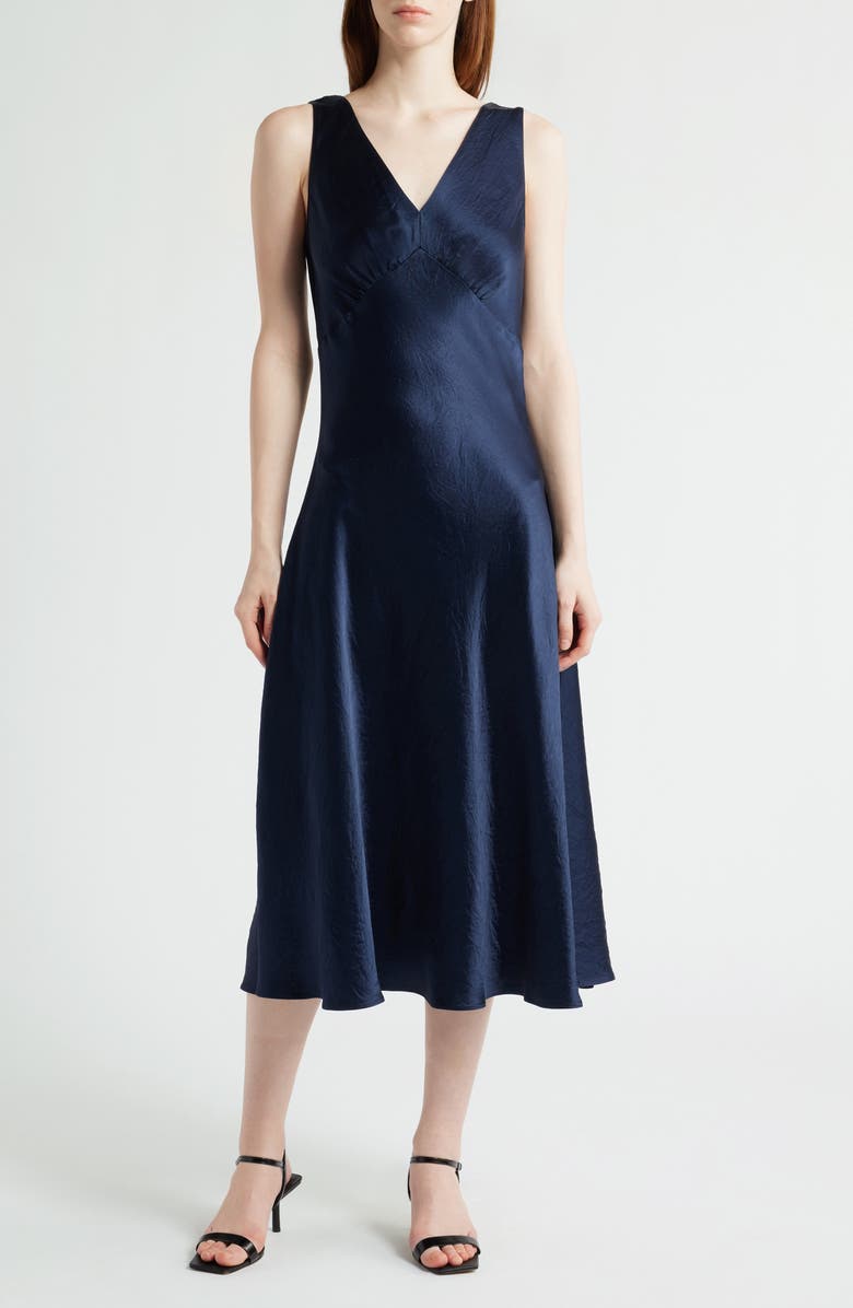 MARGARET O'LEARY Darya Hammered Satin Dress, Main, color, 