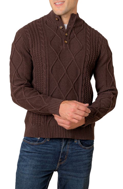 Organic Mock Neck Cable Sweater