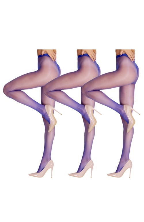 Lechery ® 3 Pairs Of Glossy Sheer Tights In Blue