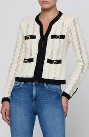 L'AGENCE Zephyra Pointelle Open Front Cardigan