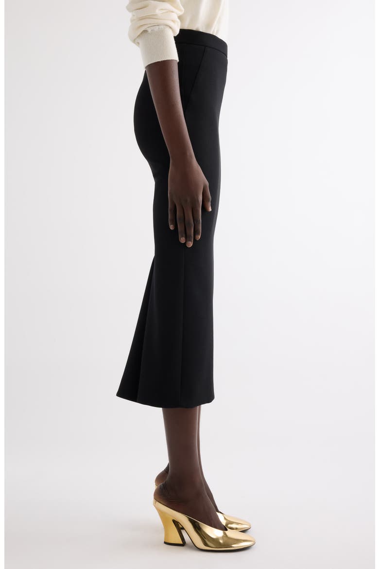 Back Godet Crepe Cady Midi Skirt, Alternate, color, BLACK