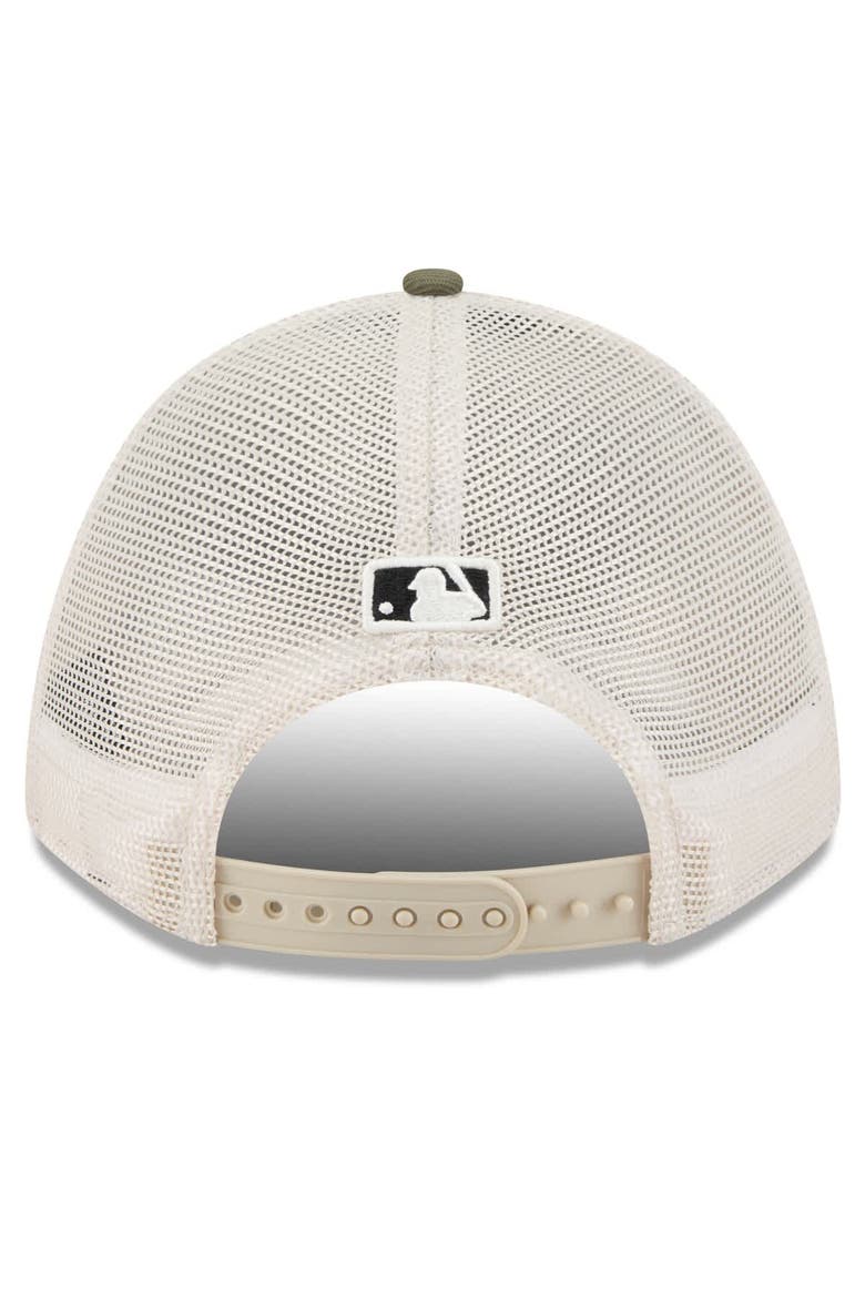 Men's New Era Light Beige/Olive Miami Marlins 2025 Armed Forces Day 9FORTY M-Crown A-Frame Adjustable Hat, Alternate, color, Light Beige
