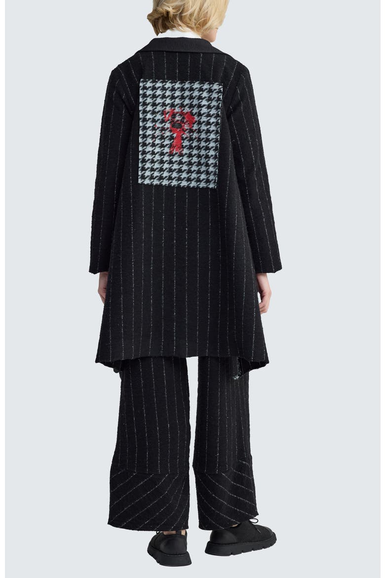 Sunniva Mixed-Media Long Jacket, Alternate, color, Monochrome Black