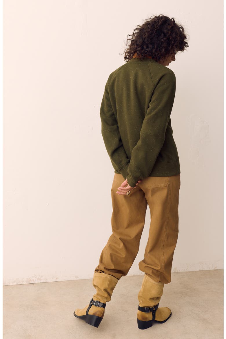 Flecked Sweatshirt, Alternate, color, DARK KHAKI
