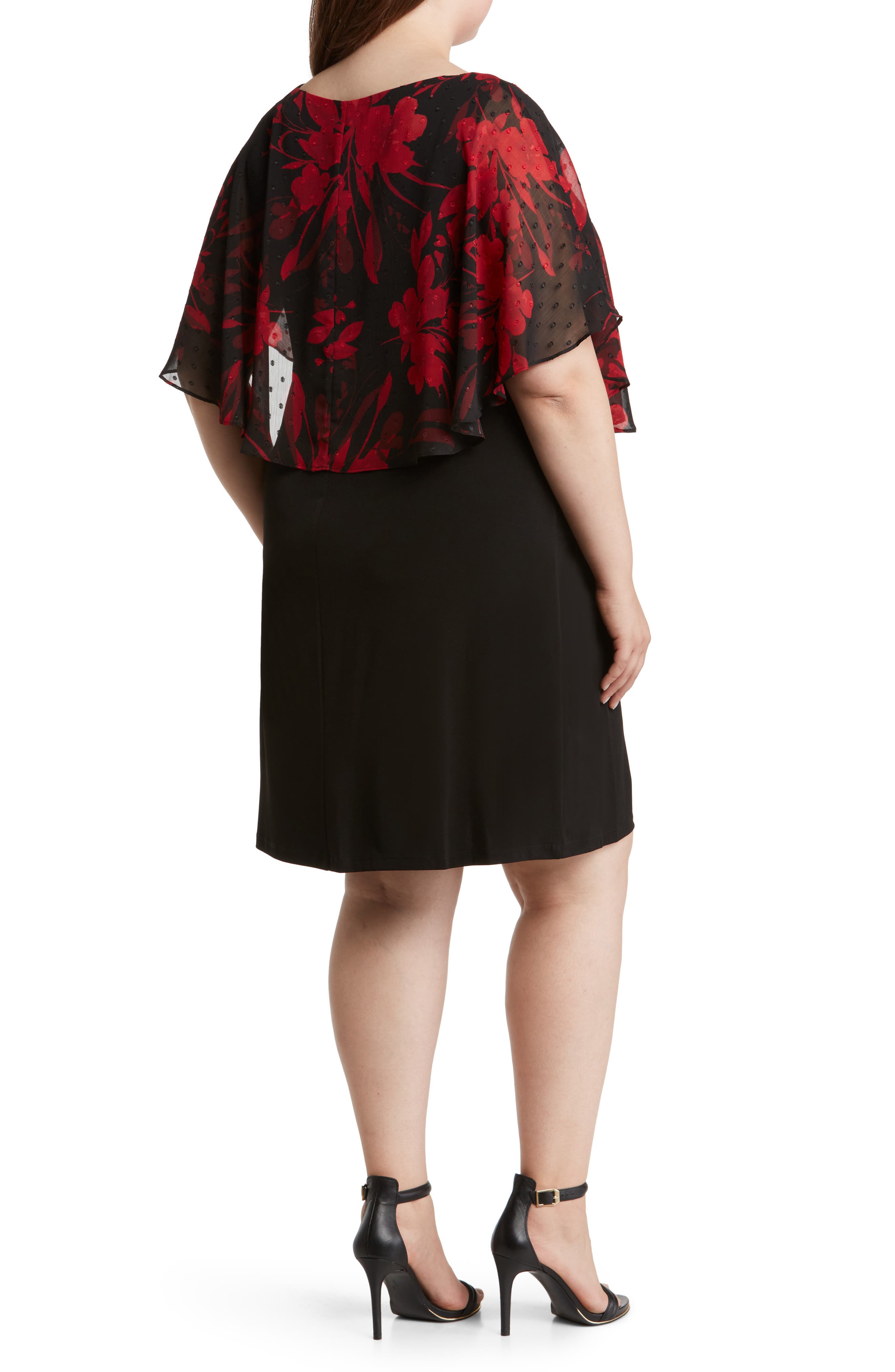 Floral Cape Overlay Sheath Dress - image 2