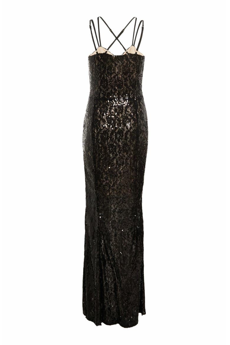 damask sequin fishtail maxi party dress Sequin Strap Fishtail Maxi Dress (Women)