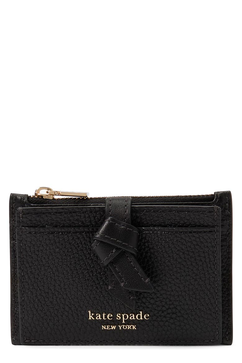 knott pebbled leather card case, Main, color, BLACK
